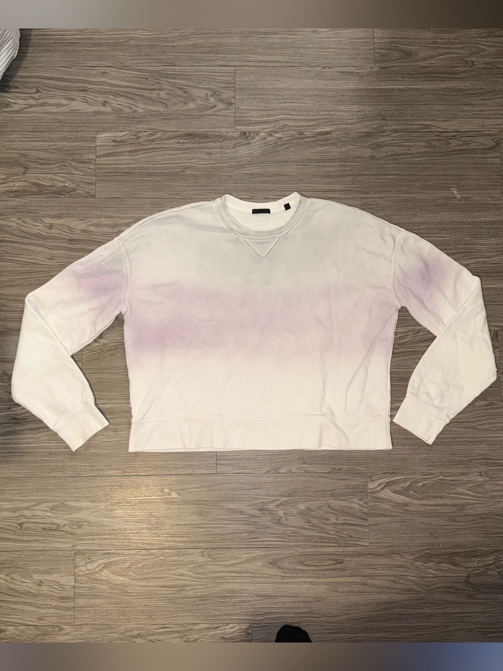 ATM Basic Cropped Crewneck Sweater White Tye Dye Womens Sz M